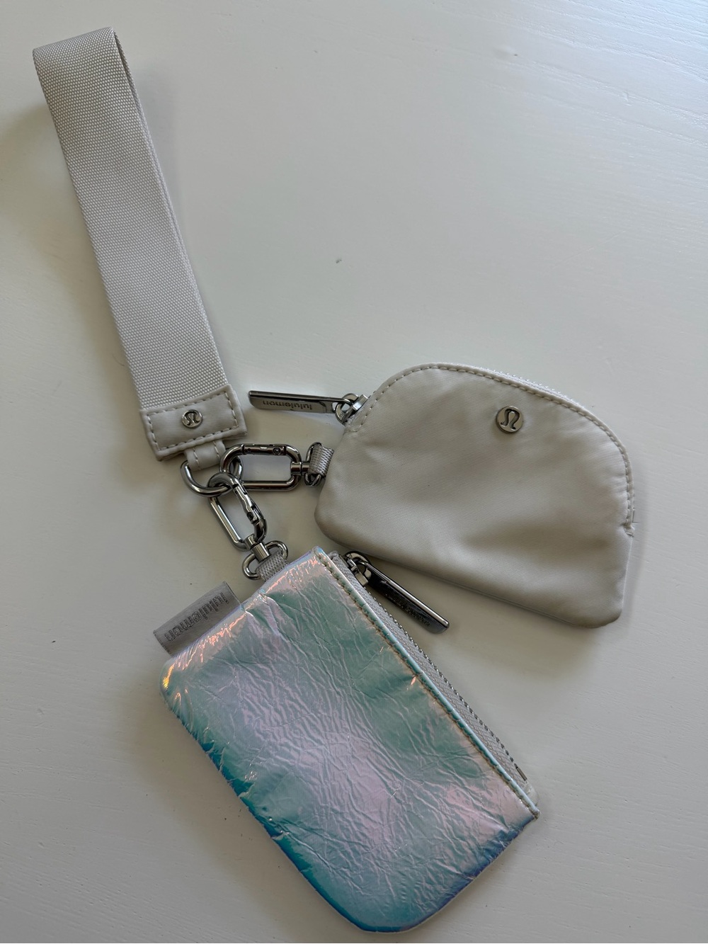 lululemon athletica Iridescent Blue & White Wristlet Keychain Set